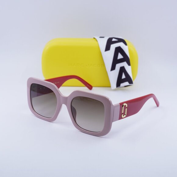 Marc Jacobs MARC 647/S 0C48 HA Sunglasses Pink/Red Square Frame, Brown Lenses - Picture 11 of 11